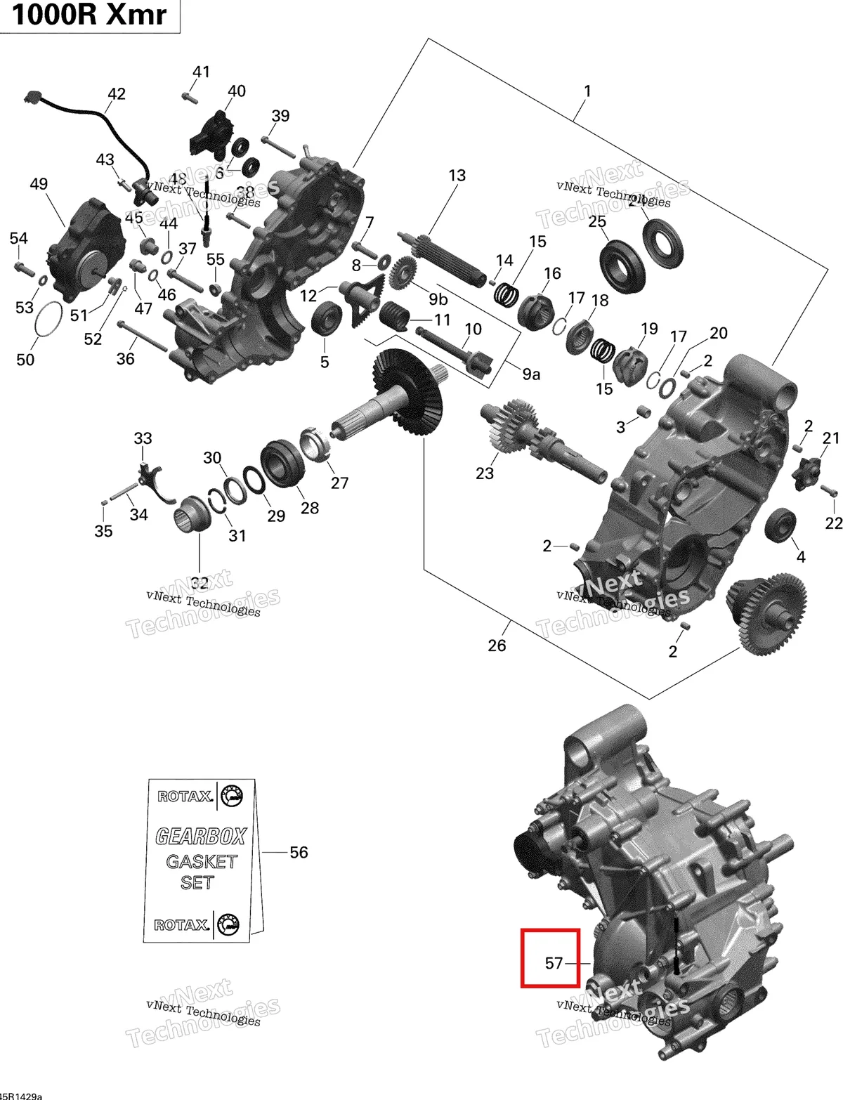 Деталь 420686211 на схеме узла 2014 Can-Am MAVERICK 1000_XMR Gear Box 1