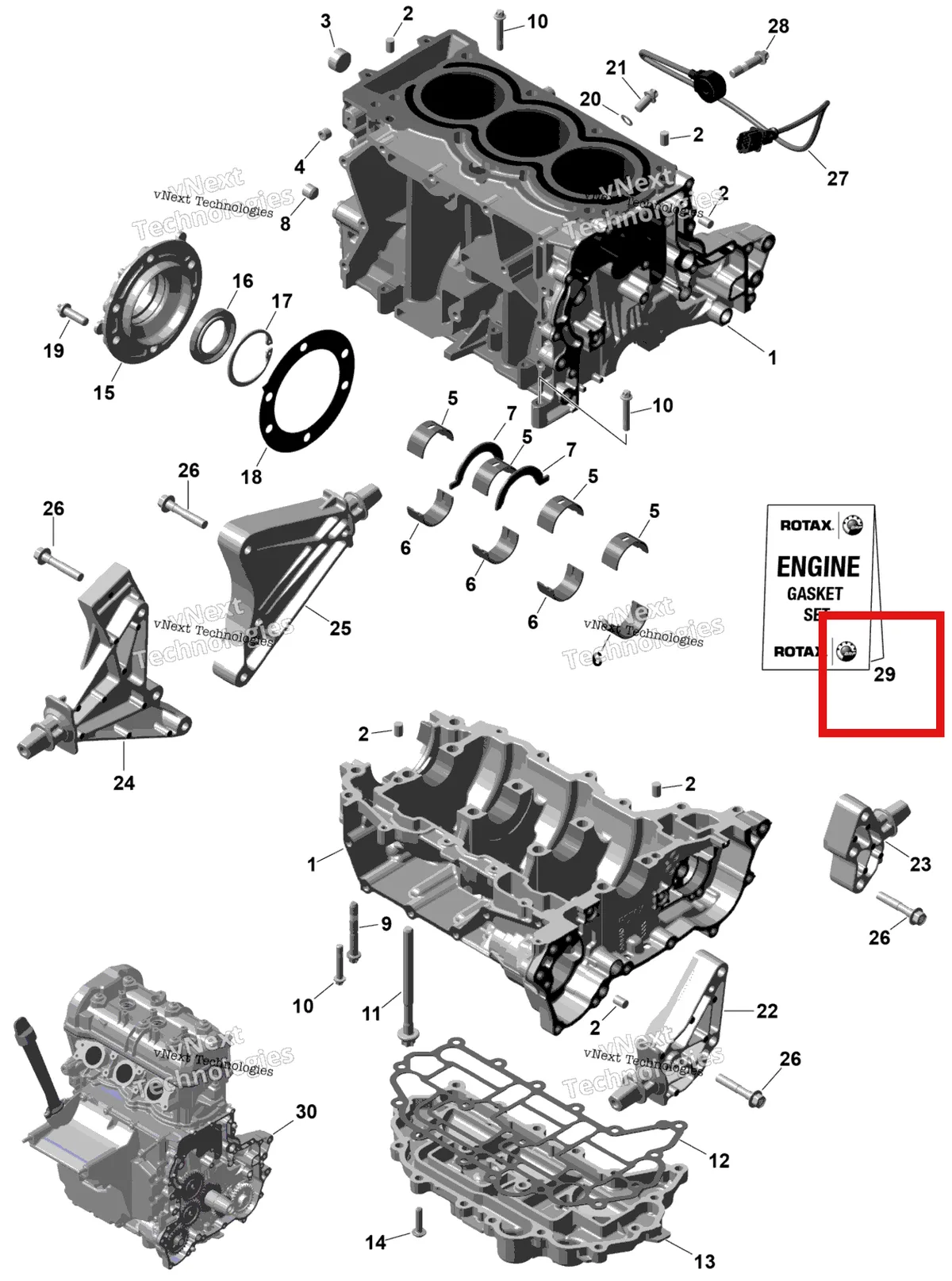 Схема применяемости: Комплект прокладок Sea-Doo Spark 60 (2023) (420686238)