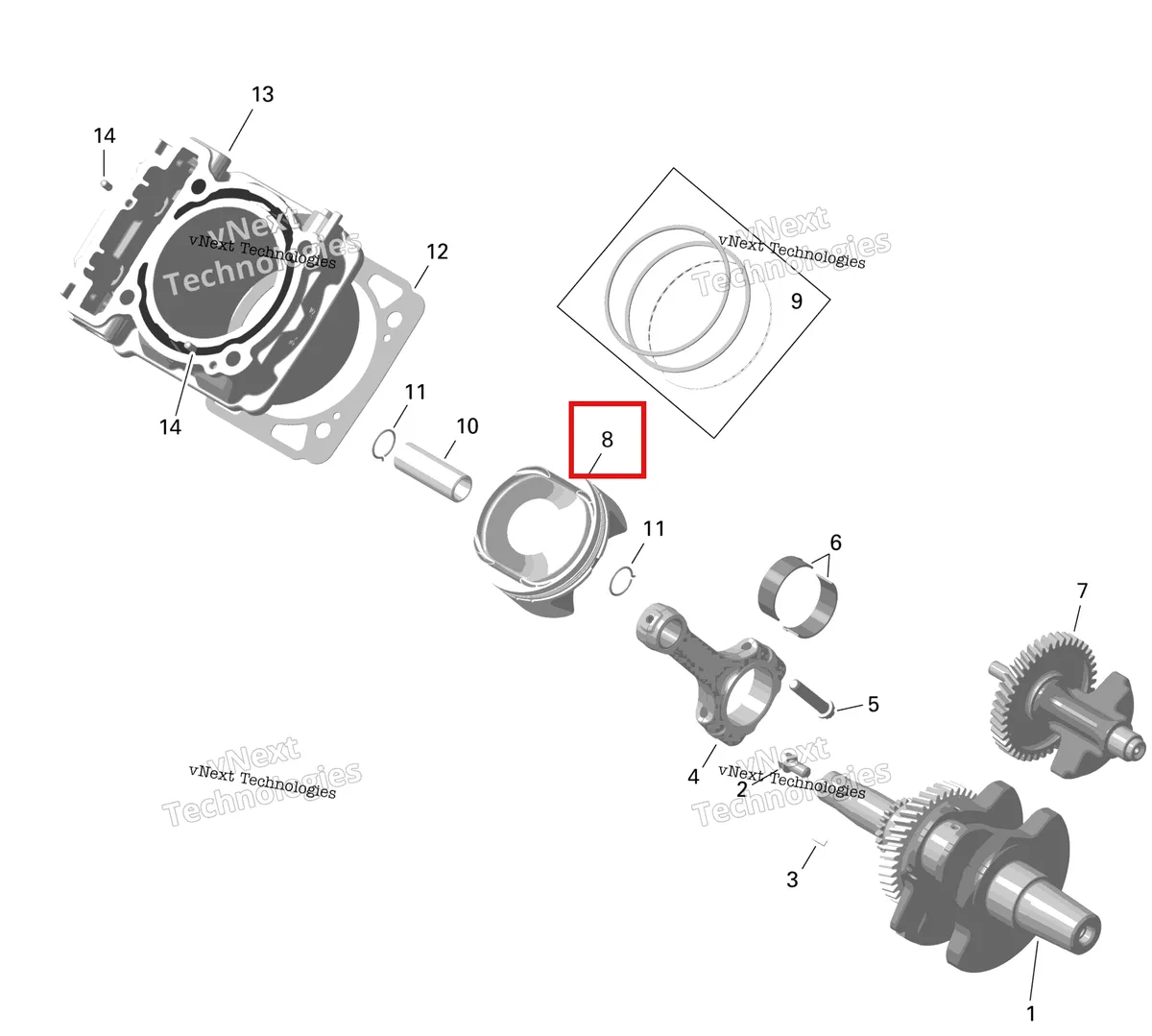 Деталь 420686310 на схеме узла 2024 Can-Am Outlander MAX 450 EFI 6X6 - 4ZRA - DPS Package - Tundra Green Rotax - Cylinder
