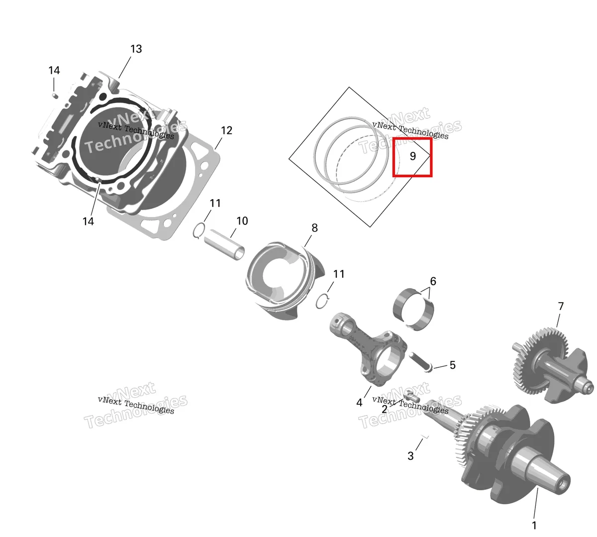 Деталь 420686314 на схеме узла 2024 Can-Am Outlander MAX 450 EFI 6X6 - 4ZRA - DPS Package - Tundra Green Rotax - Cylinder