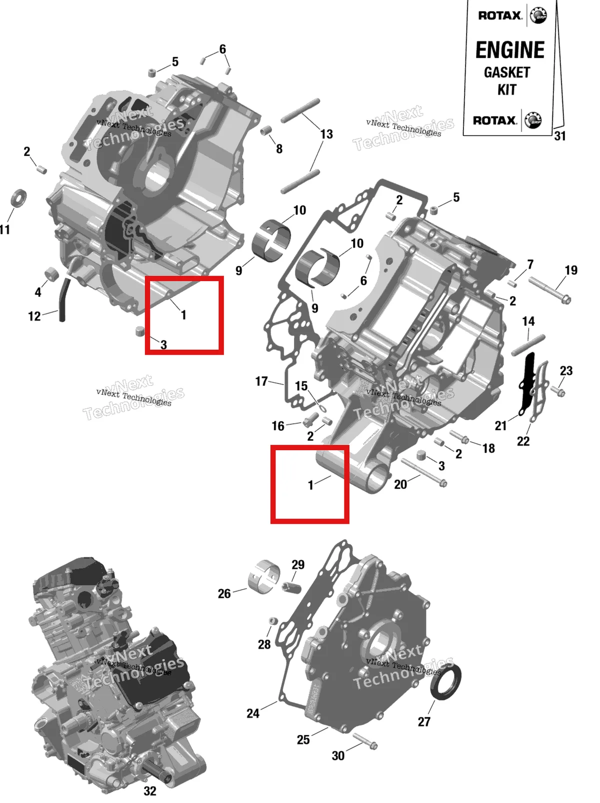 Деталь 420686411 на схеме узла 2024 Can-Am Outlander MAX 850 EFI 4X4 - 2LRG - XT Package - Fiery Red Metallic Rotax - Crankcase