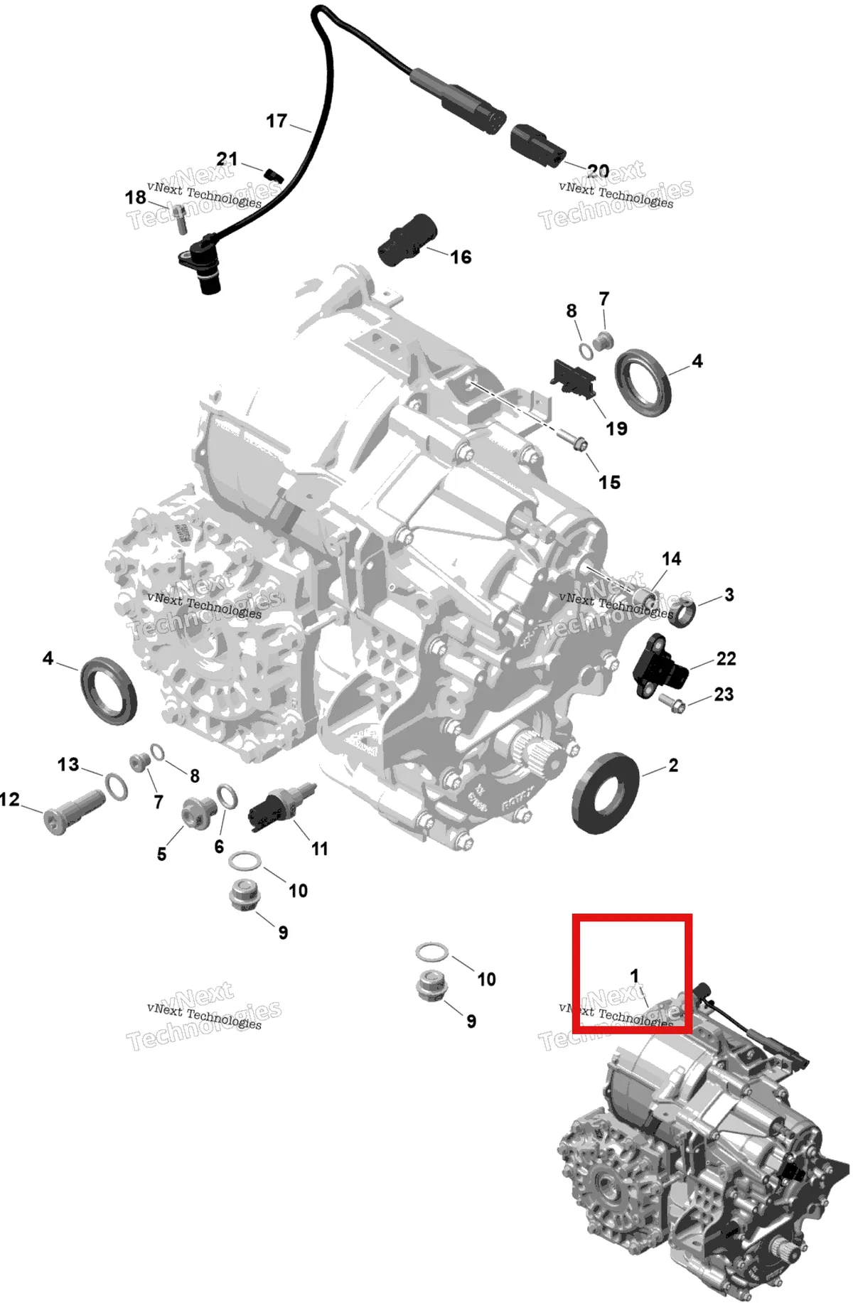 Деталь 420686574 на схеме узла 2026 Can-Am OUTLANDER - 4X4 - EV - 2WTB - Bright White Rotax - Gearbox