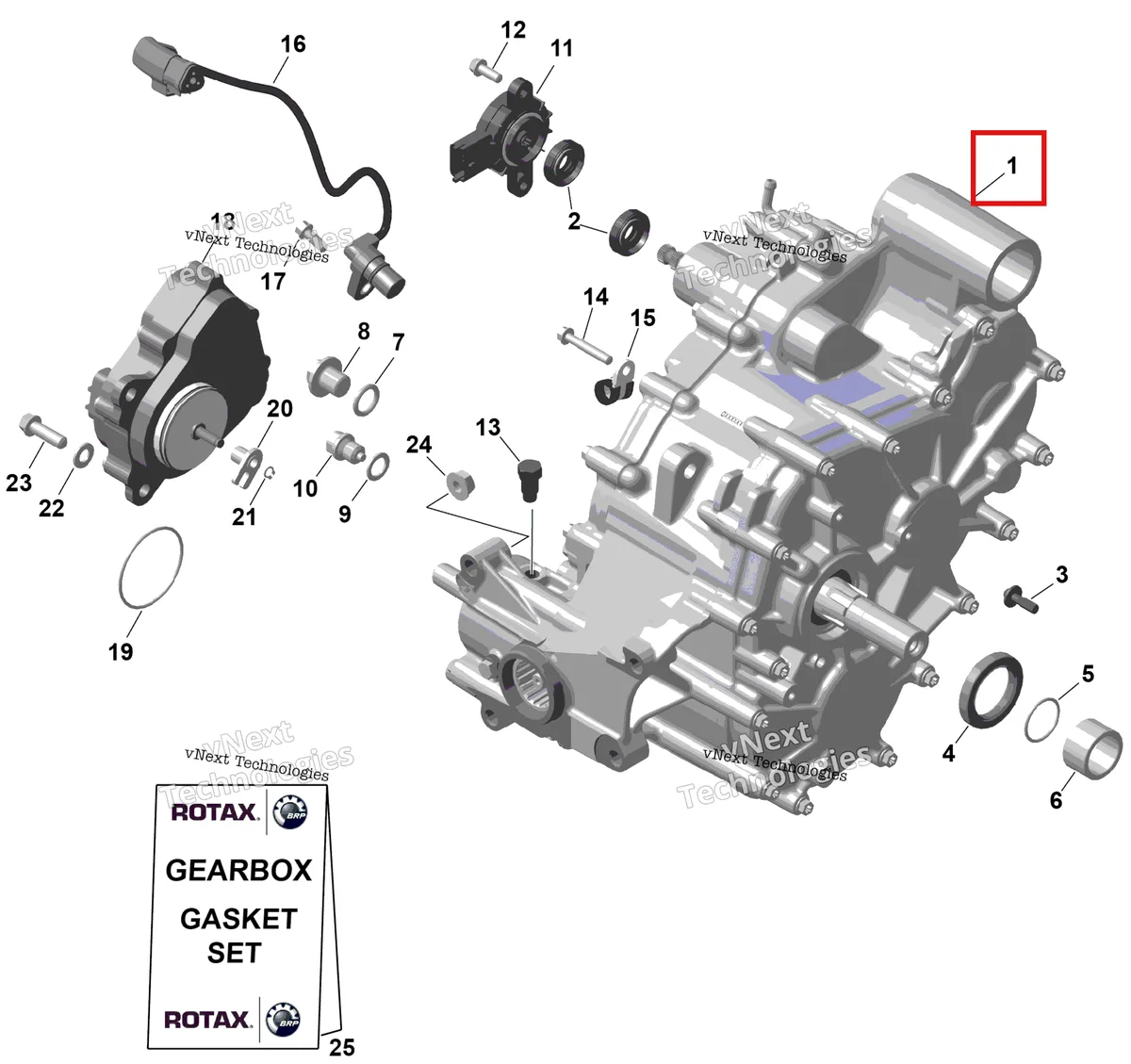 Деталь 420686654 на схеме узла 2025 Can-Am OUT-MAX - 6X6 - XT - 1000 EFI - 5ZSA - Boreal Green Rotax - Gearbox