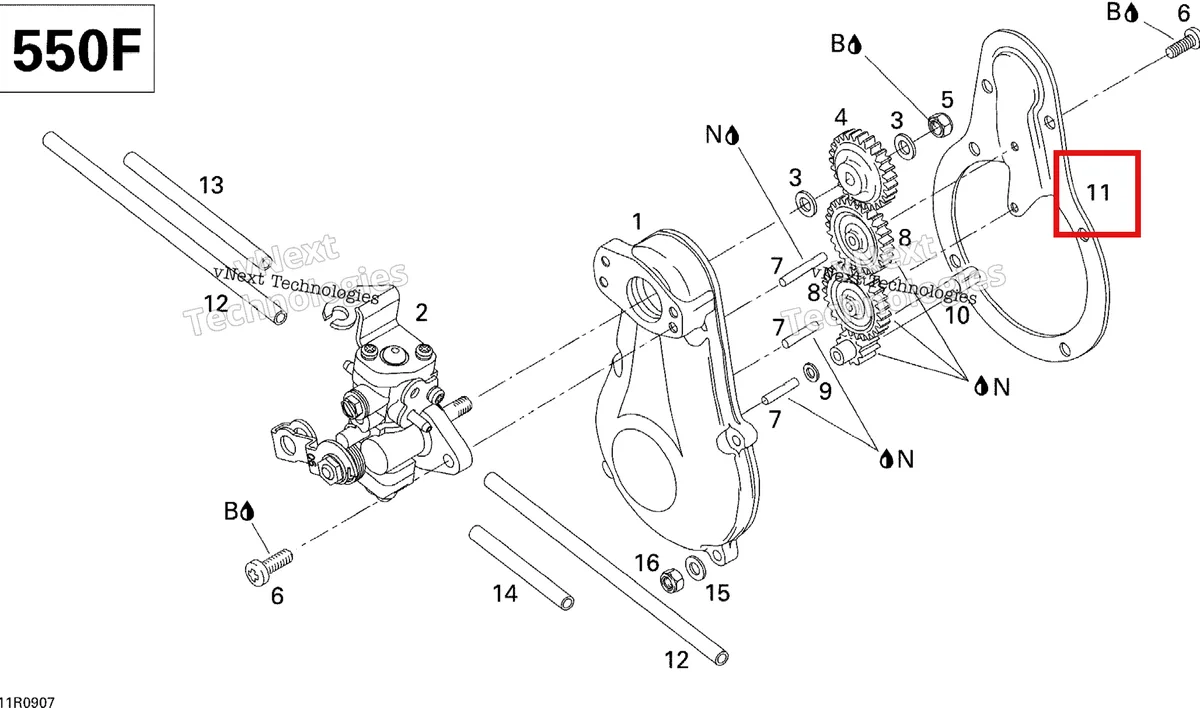 Деталь 420810122 (Деталь Pump Mounting Cover) на схеме узла 2009 Ski-Doo GSX Fan Oil Pump