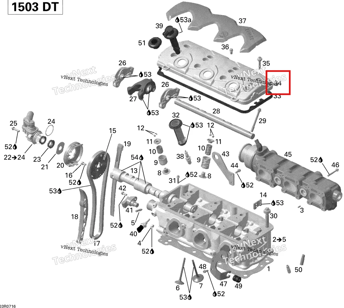 Деталь 420811585 на схеме узла 2007 Sea-Doo GTI 4-TEC RENTAL Cylinder Head