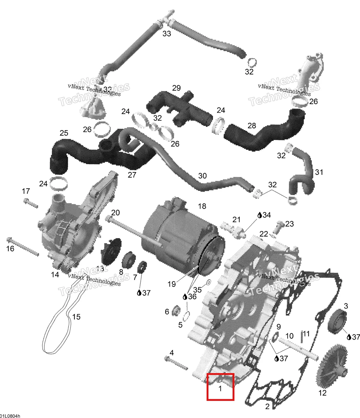 Деталь 420811663 (Крышка Зажигания) на схеме узла 2008 Ski-Doo Expedition V-1300 Waterpump And Alternator