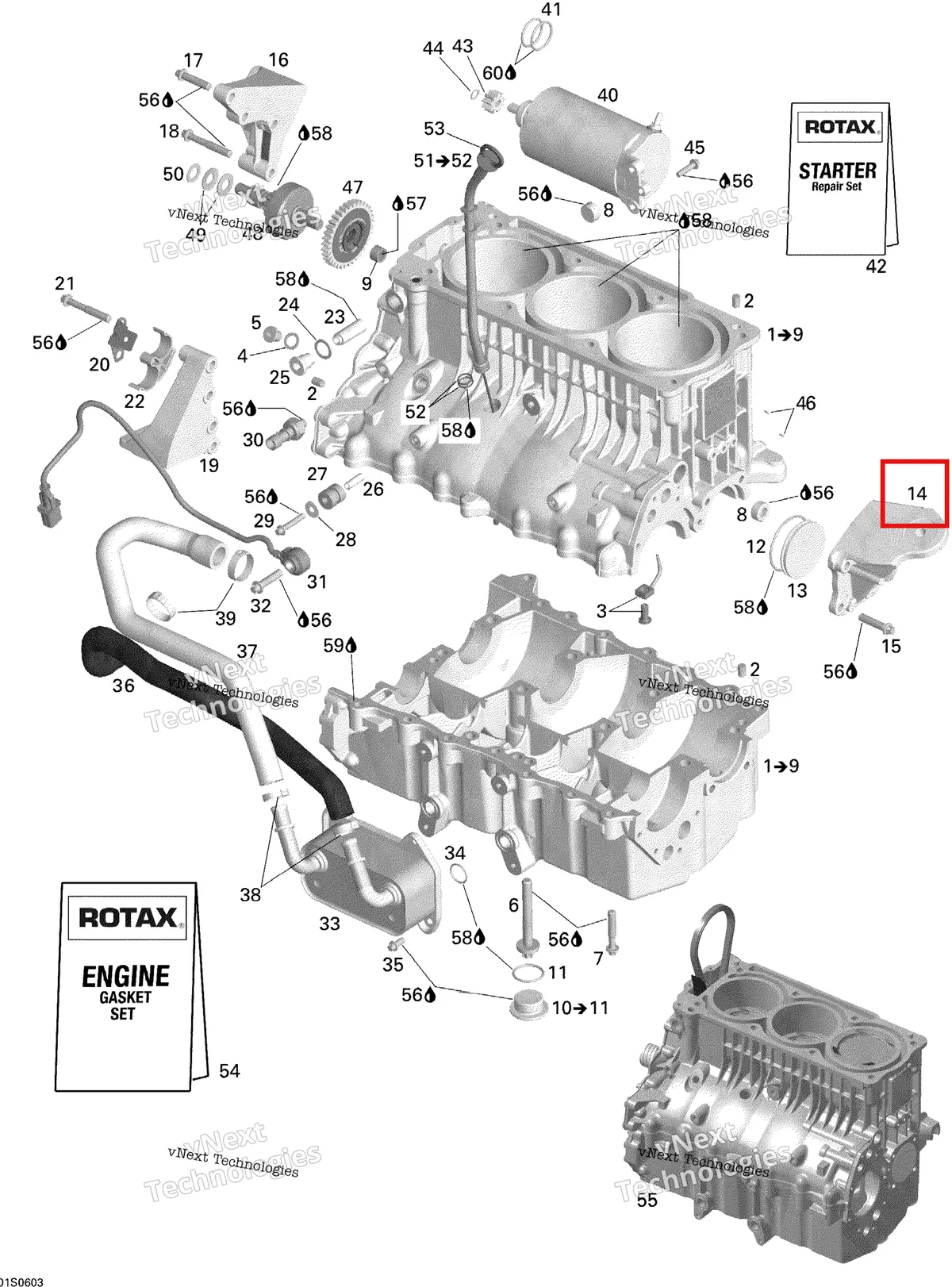 Деталь 420811790 на схеме узла 2006 Sea-Doo GTX 4-TEC SC Engine Block