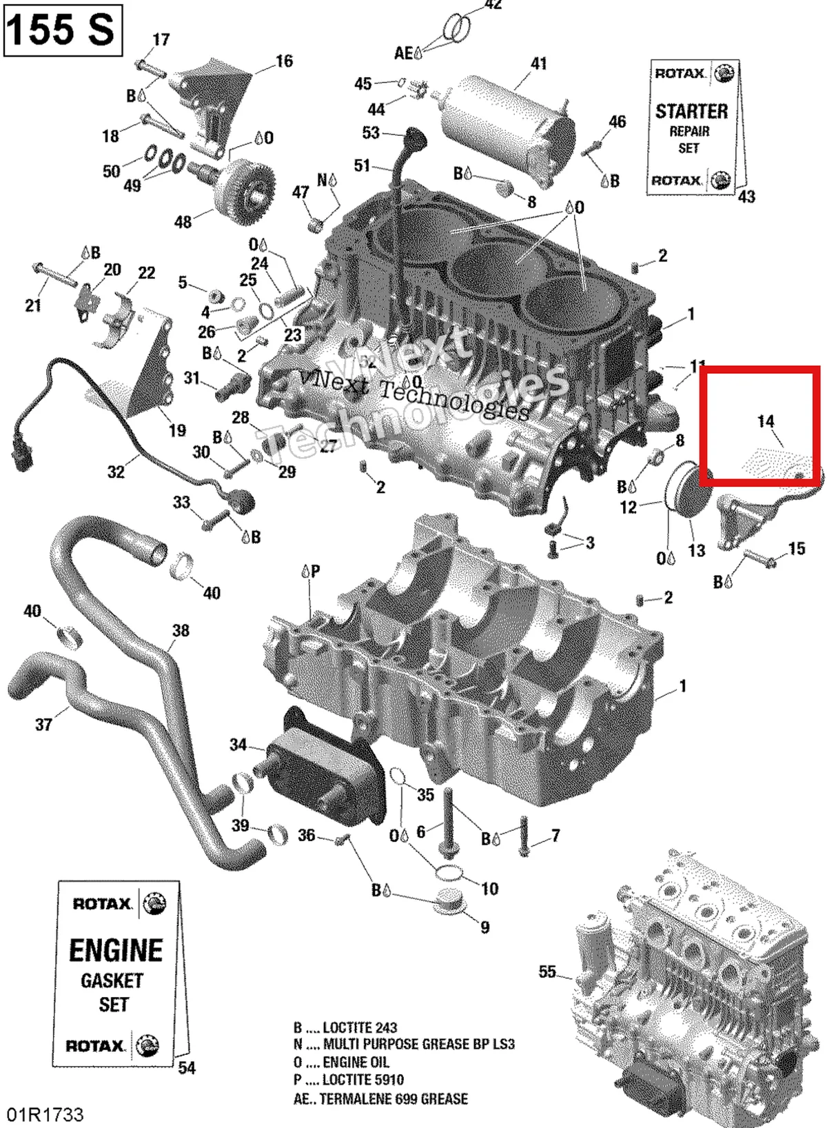 Деталь 420811792 на схеме узла 2017 Sea-Doo GTX Engine Block - 155 Model With Suspension