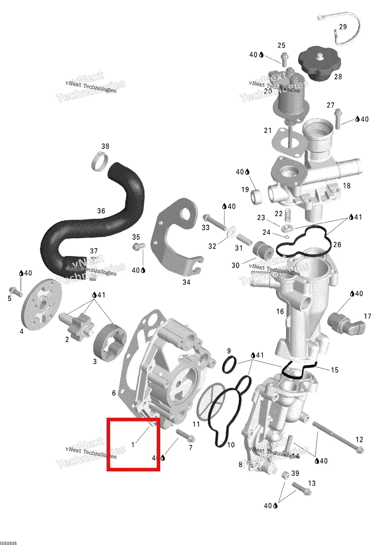 Деталь 420811840 на схеме узла 2005 Sea-Doo GTX 4-TEC, STD Oil Separator