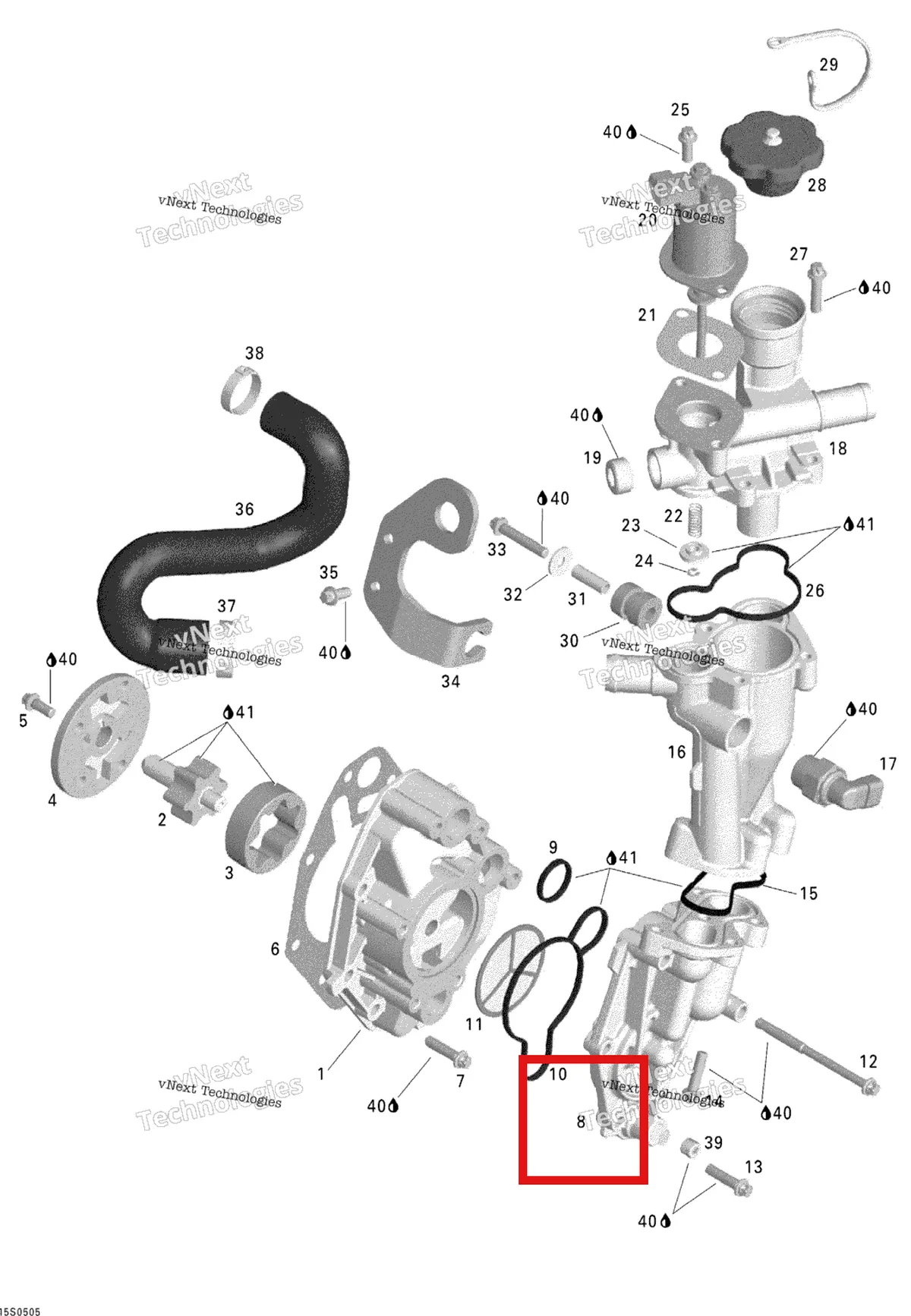 Деталь 420811892 на схеме узла 2005 Sea-Doo GTX 4-TEC, STD Oil Separator