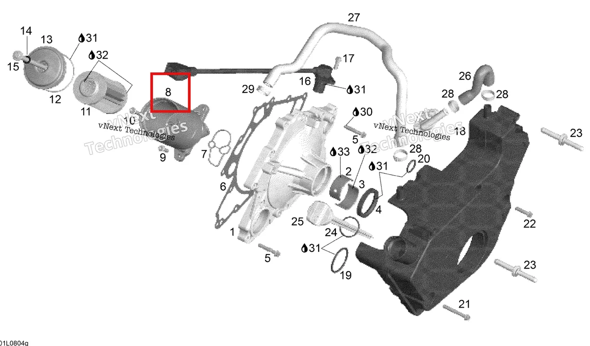 Деталь 420811903 (Деталь Oil Filter Housing Assy) на схеме узла 2008 Ski-Doo Expedition V-1300 Oil System