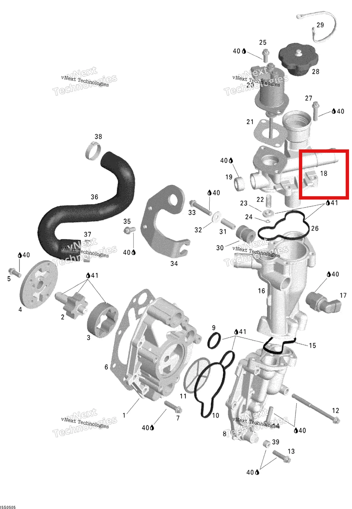 Деталь 420811962 на схеме узла 2005 Sea-Doo GTX 4-TEC, STD Oil Separator