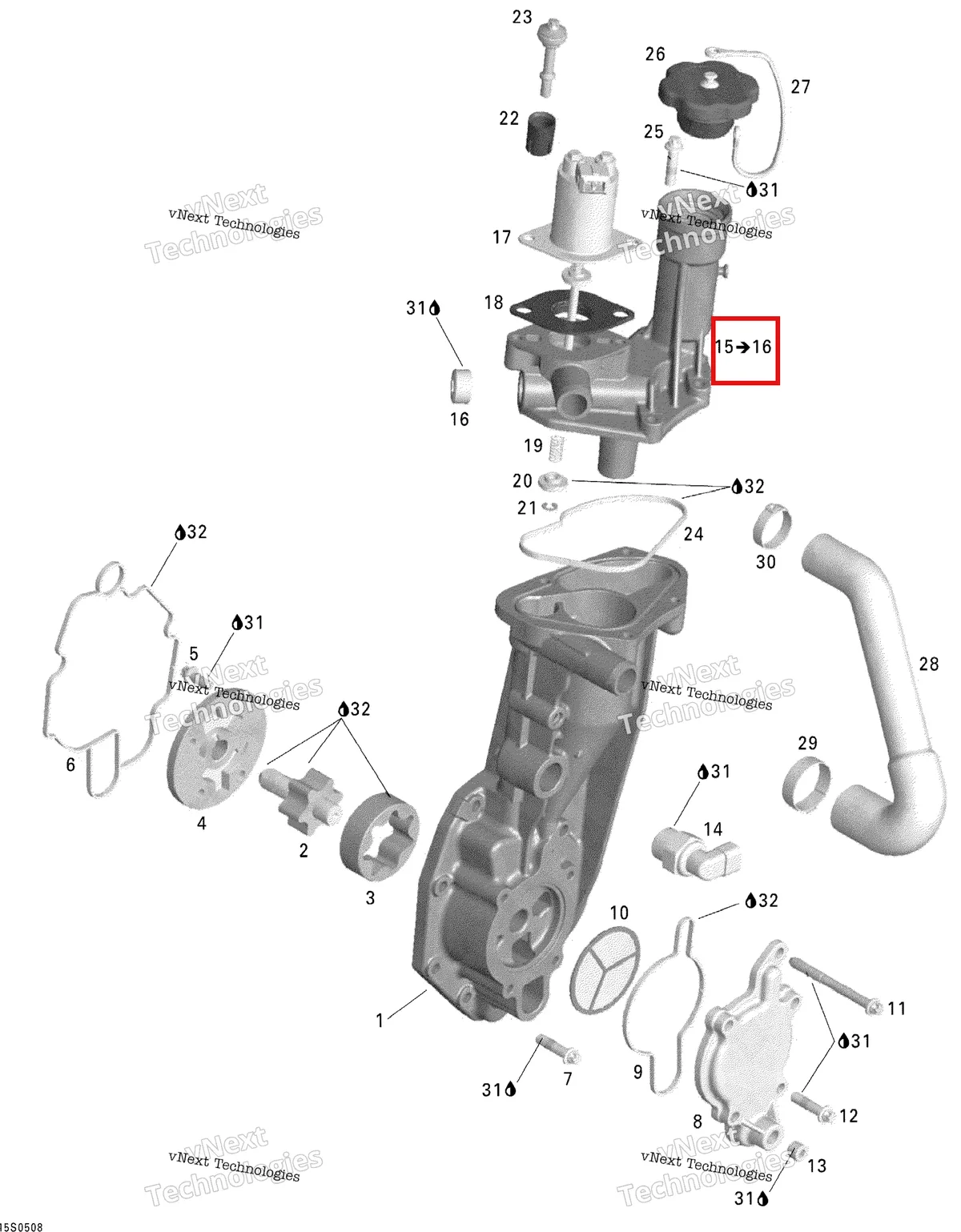 Деталь 420811967 на схеме узла 2005 Sea-Doo GTX 4-TEC, LTD SCIC Oil Separator
