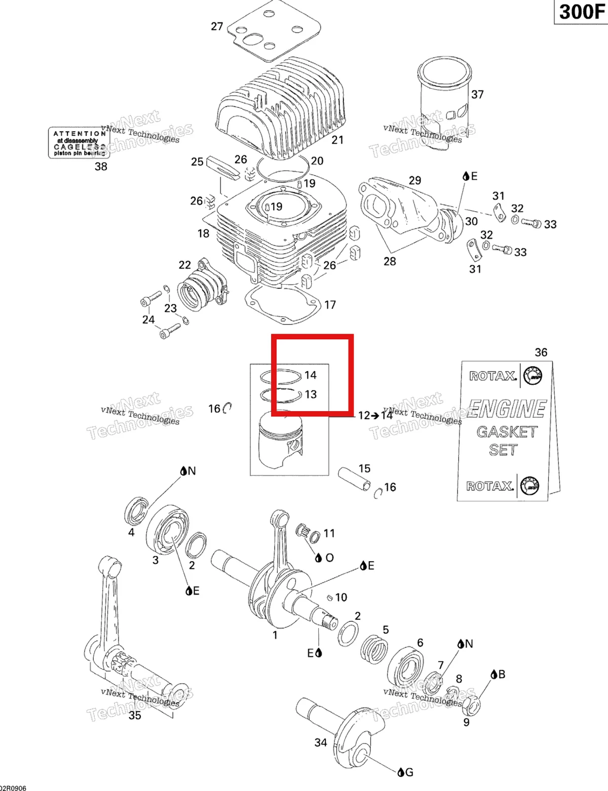 Деталь 420815200 (Деталь Semi-trapez Ring 72.0 Mm, Std) на схеме узла 2009 Ski-Doo Skandic Tundra Crankshaft, Piston And Cylinder