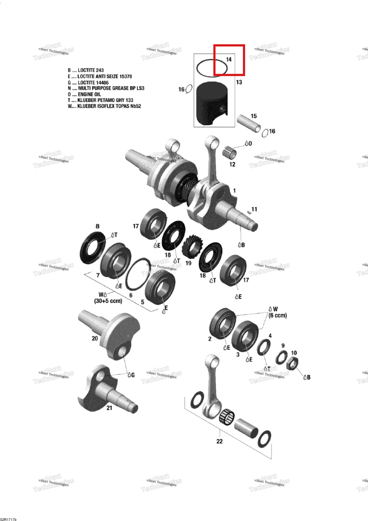 Деталь 420815295 (Кольцо поршнев.) на схеме узла 2017 Ski-Doo SKANDIC - 2-STROKE - WT-SWT Crankshaft And Pistons - 600Ho E-Tec