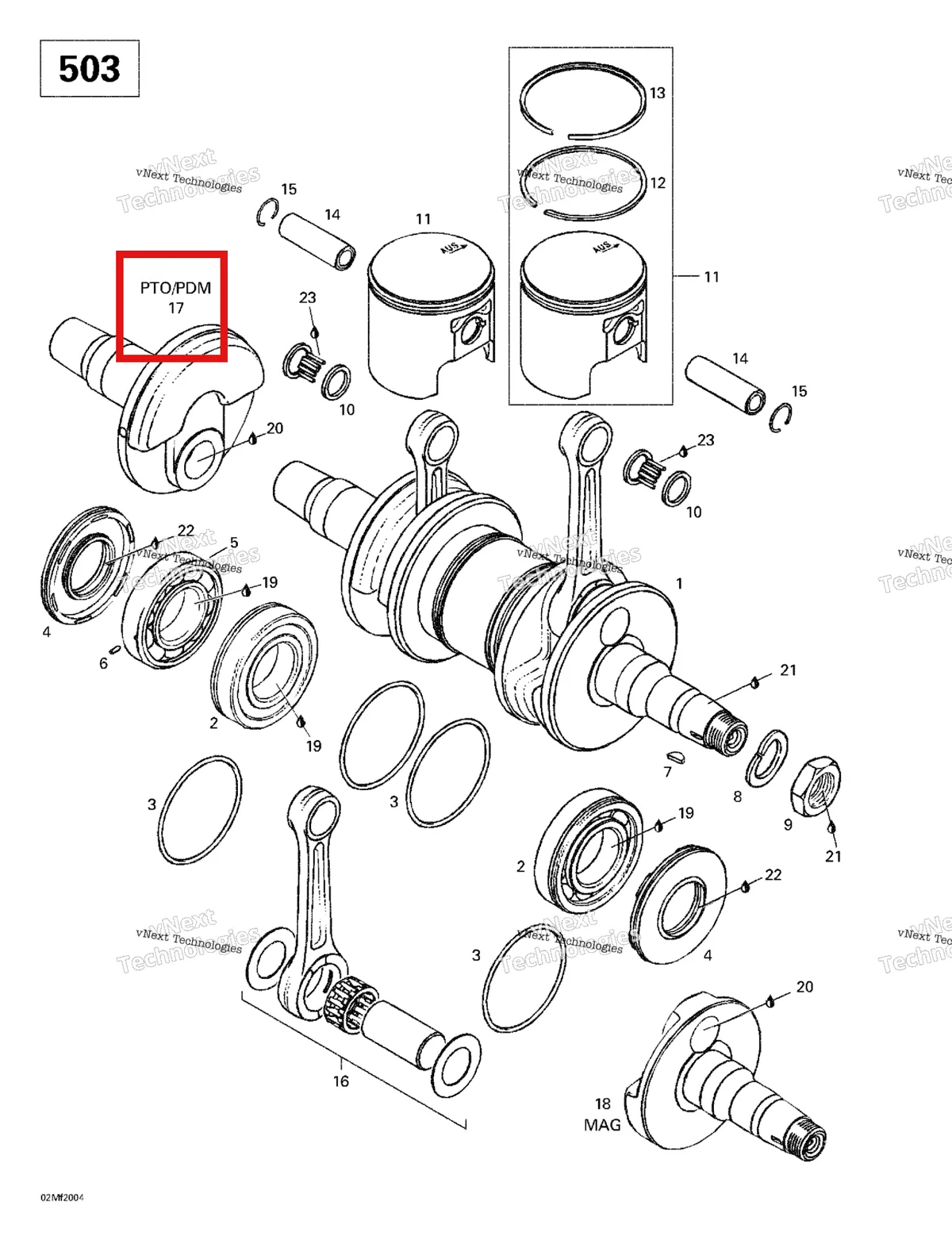 Деталь 420818242 (Деталь Crankshaft P.t.o.-sid) на схеме узла 