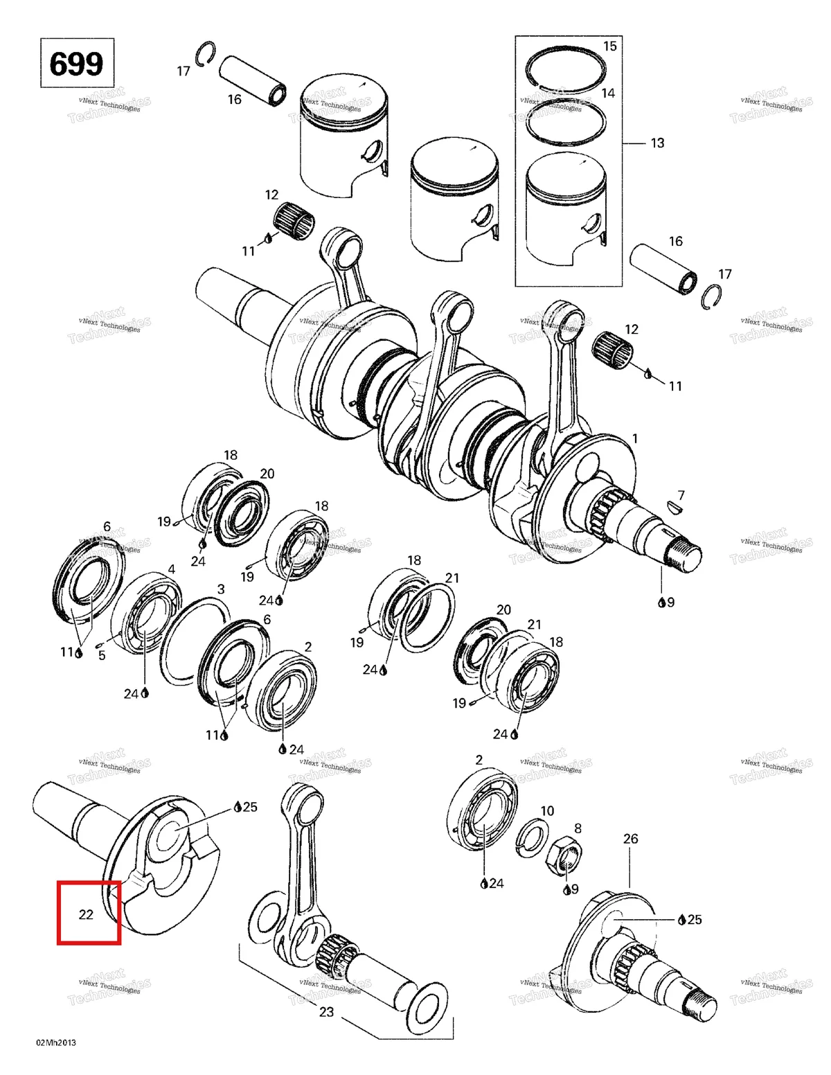 Деталь 420818617 на схеме узла 2000 Ski-Doo Formula III 700 R Crankshaft And Pistons