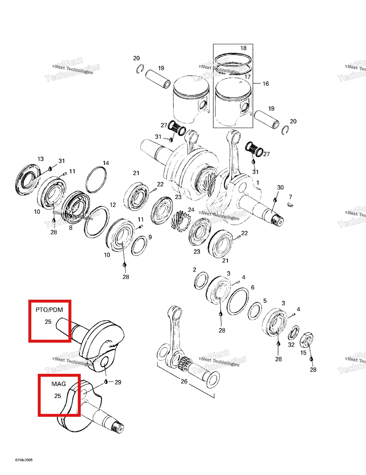 Деталь 420818660 (Деталь Crankshaft P.t.o.-side) на схеме узла 2000 Ski-Doo Formula 500 LC Crankshaft And Pistons