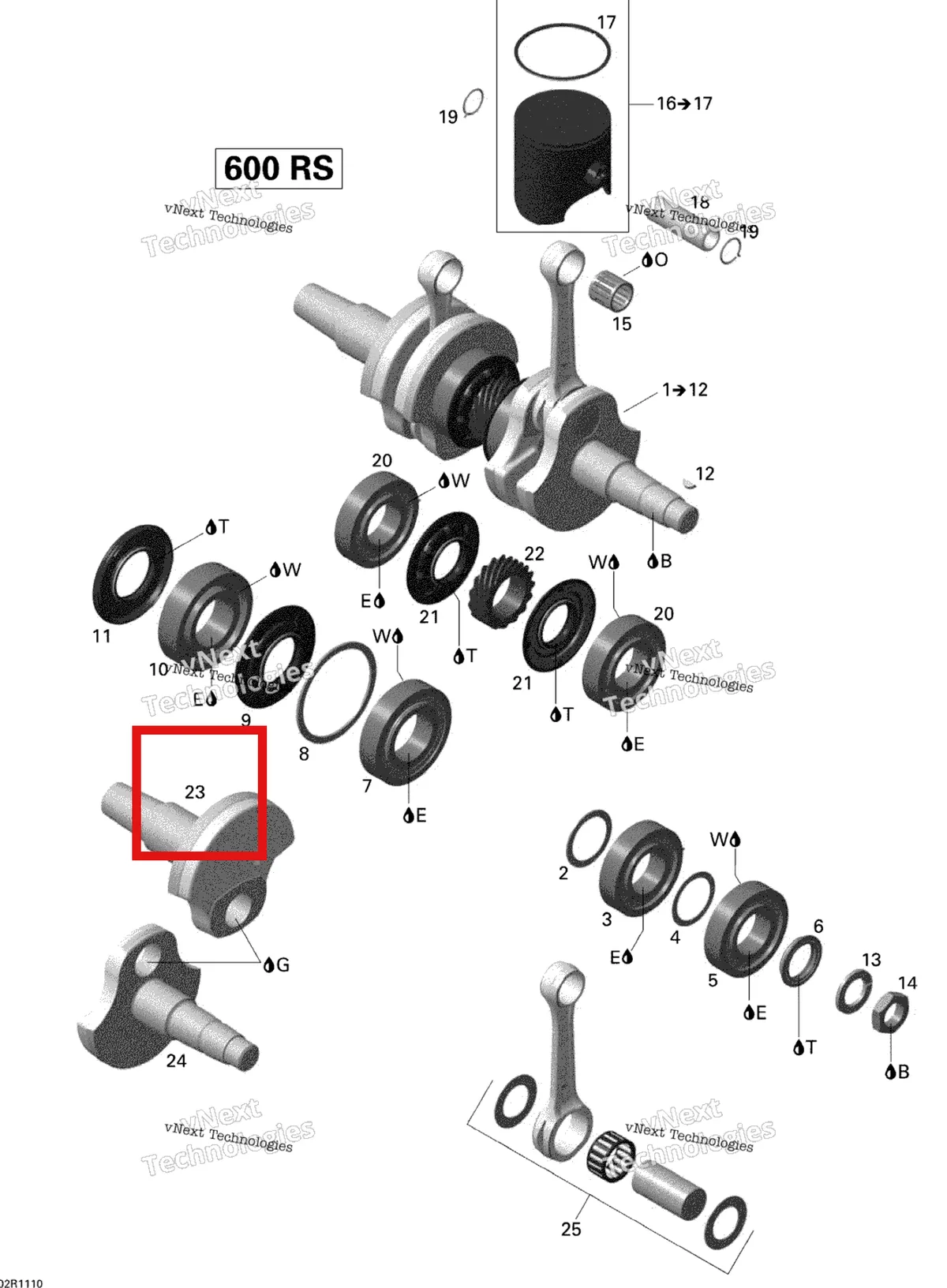 Деталь 420818708 (Деталь Crankshaft, Pto Side) на схеме узла 2011 Ski-Doo MX Z X 600RS Crankshaft And Pistons