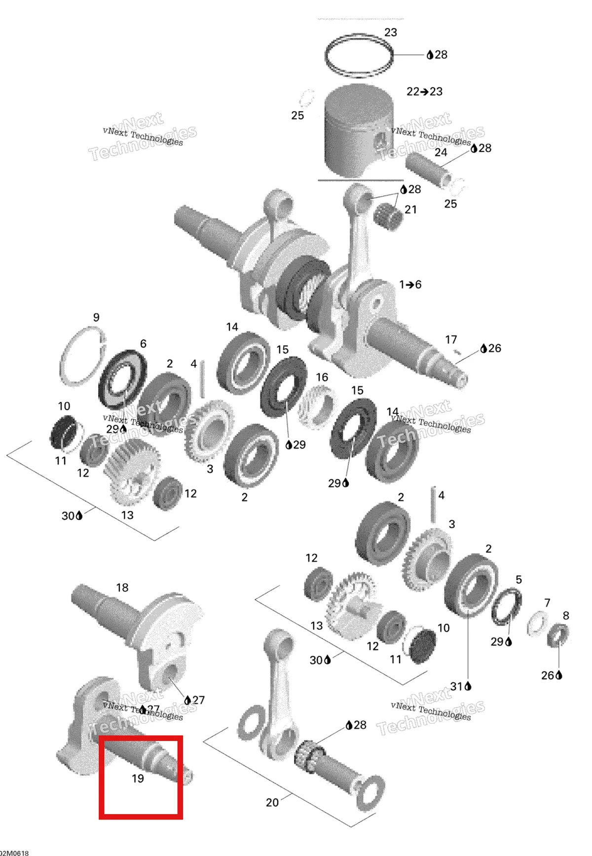 Деталь 420819177 на схеме узла 2006 Ski-Doo Mach Z 1000 SDI Adrenaline & X Crankshaft And Pistons