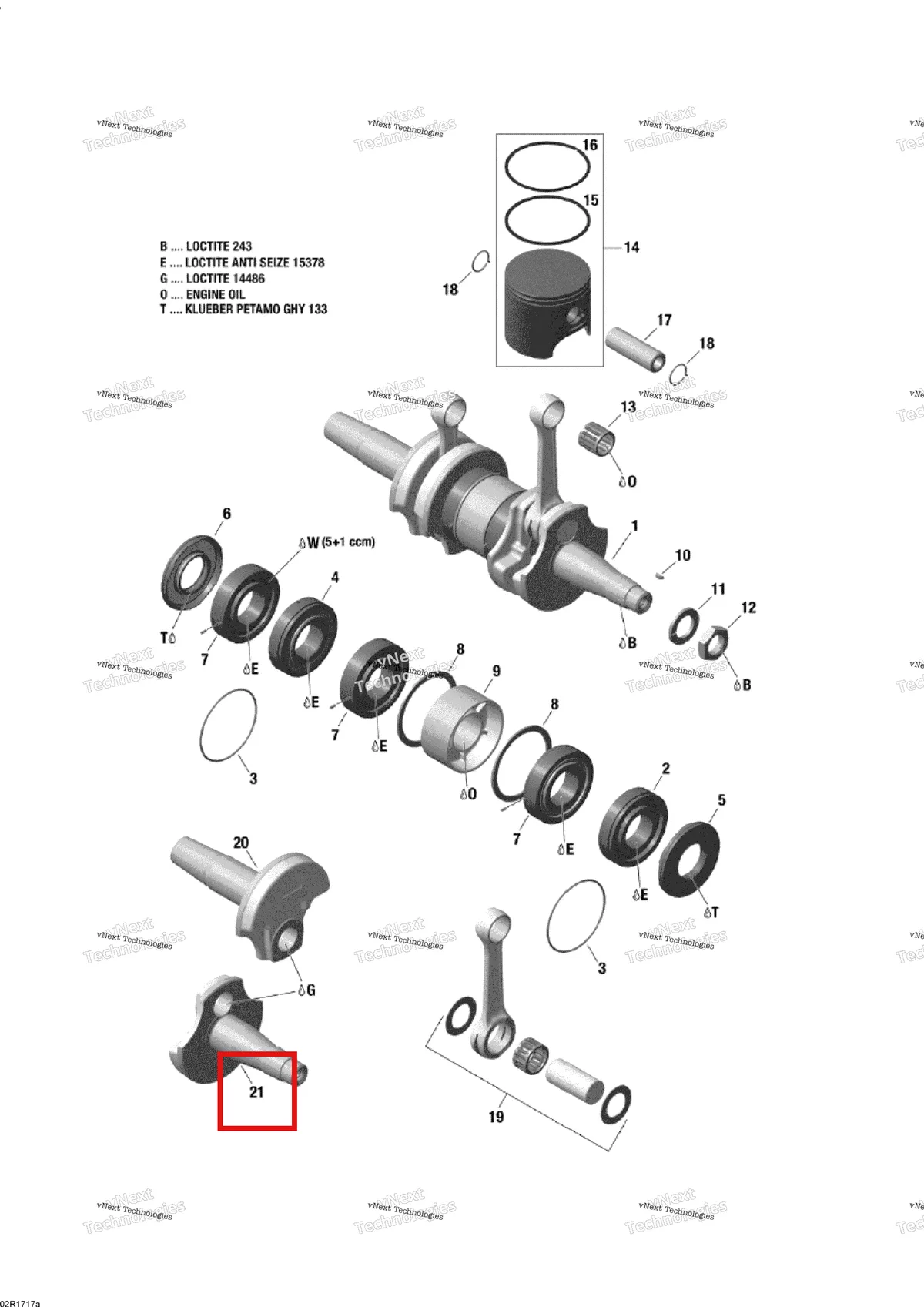 Деталь 420819213 (Половина коленвала) на схеме узла 2017 Ski-Doo SKANDIC - 2-STROKE - WT-SWT Crankshaft And Pistons