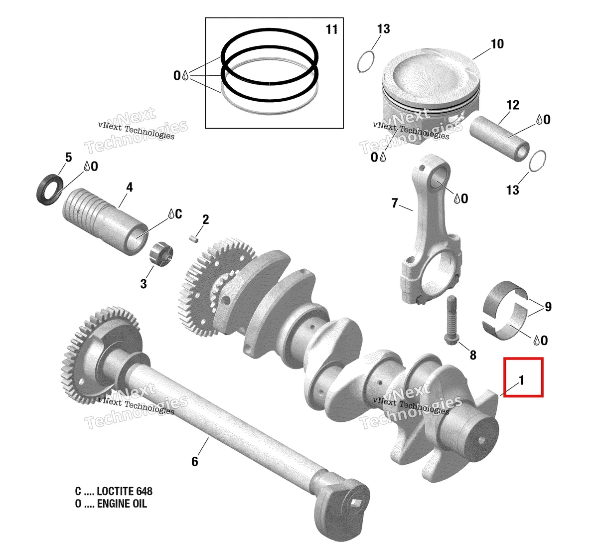 Деталь 420819348 на схеме узла Crankshaft, Pistons And Balance Shaft