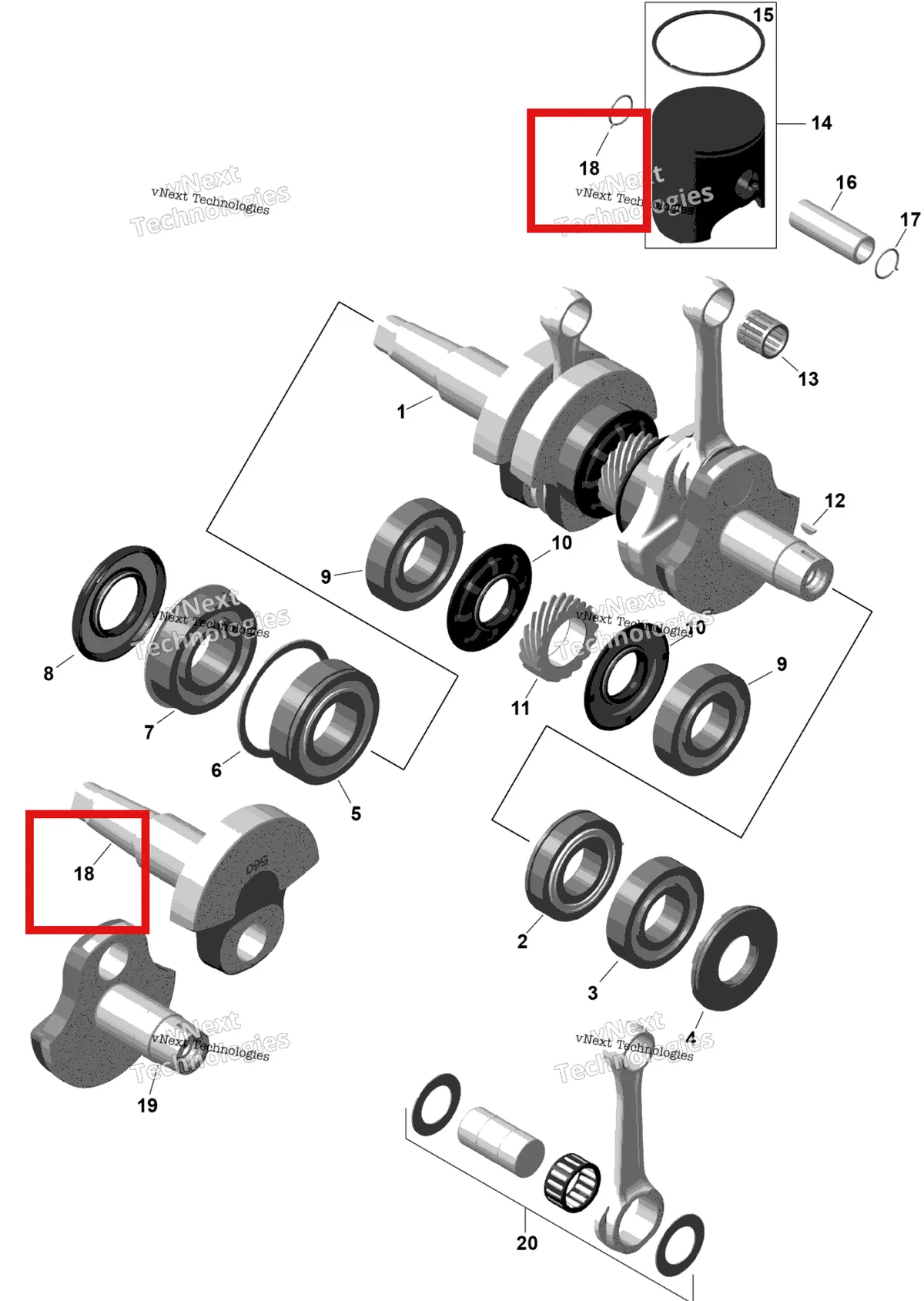 Деталь 420819560 на схеме узла 2026 Ski-Doo SKANDIC - SE - 600R E -TEC - AUTA - Catalyst Gray - 20X154X1.8C Track Rotax - Crankshaft And Pistons