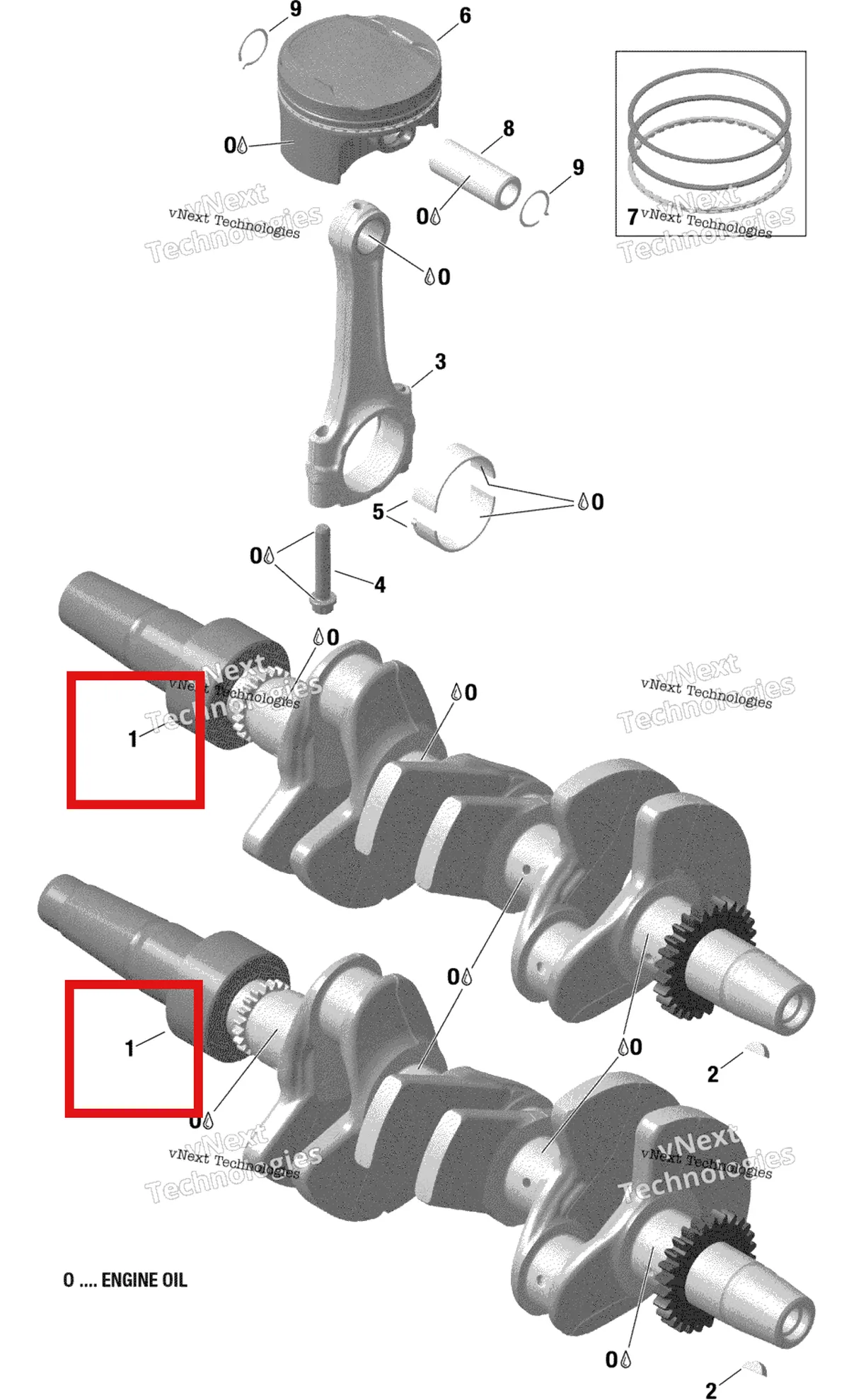 Деталь 420819786 (Коленвал в сборе) на схеме узла 2020 Ski-Doo SKANDIC WT 900 ACE Engine - Crankshaft And Pistons - 900 Ace