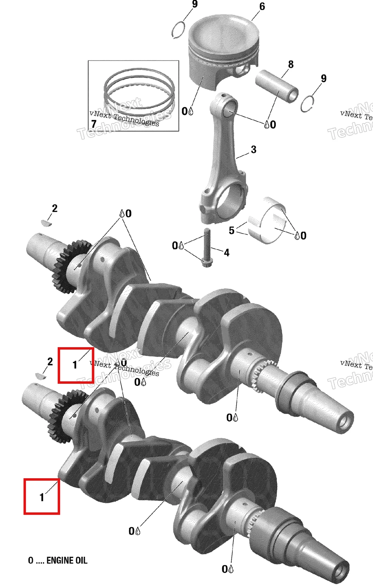 Деталь 420819787 на схеме узла 2018 Can-Am Maverick X3 900HO Crankshaft And Pistons 900 Ho