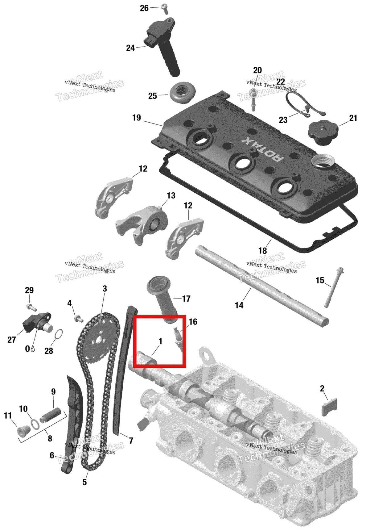 Деталь 420820282 на схеме узла 2021 Sea-Doo WAKE 170 Rotax - Valve Train