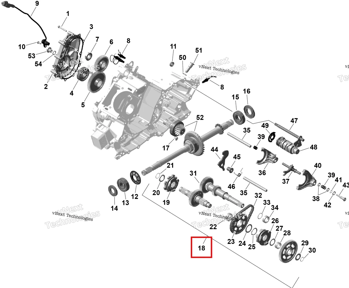 Деталь 420820420 (Основной вал в сборе Can-Am Outlander 4x4 XT 1000R (2025) (420820420)) на схеме узла 2026 Can-Am OUTLANDER - 4X4 - BACKCOUNTRY - 1000R - 4NTA - CALI - Dark Camo Rotax - Gearbox