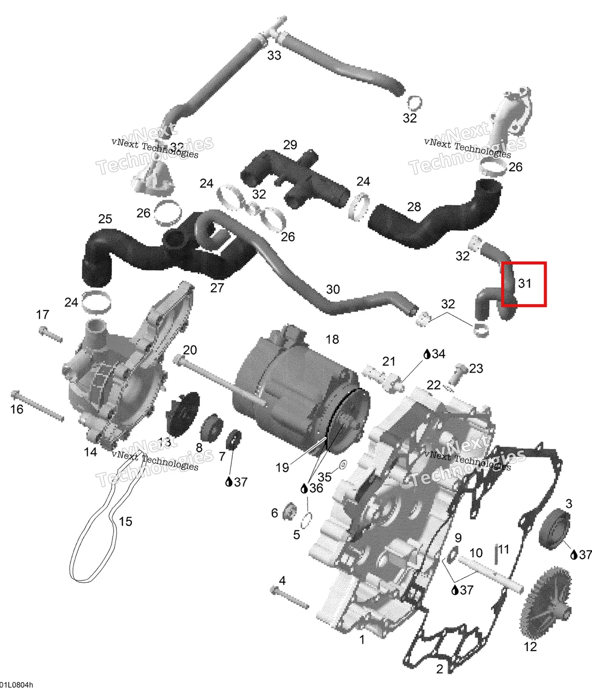 Деталь 420822092 (Шланг) на схеме узла 2008 Ski-Doo Expedition V-1300 Waterpump And Alternator