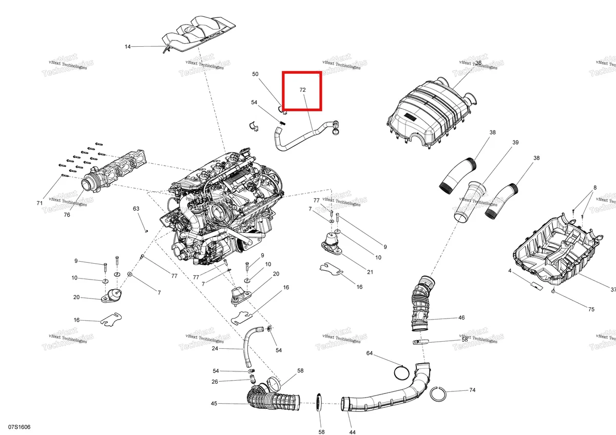 Деталь 420822174 на схеме узла 2016 Sea-Doo GTI-GTR-GTS Engine