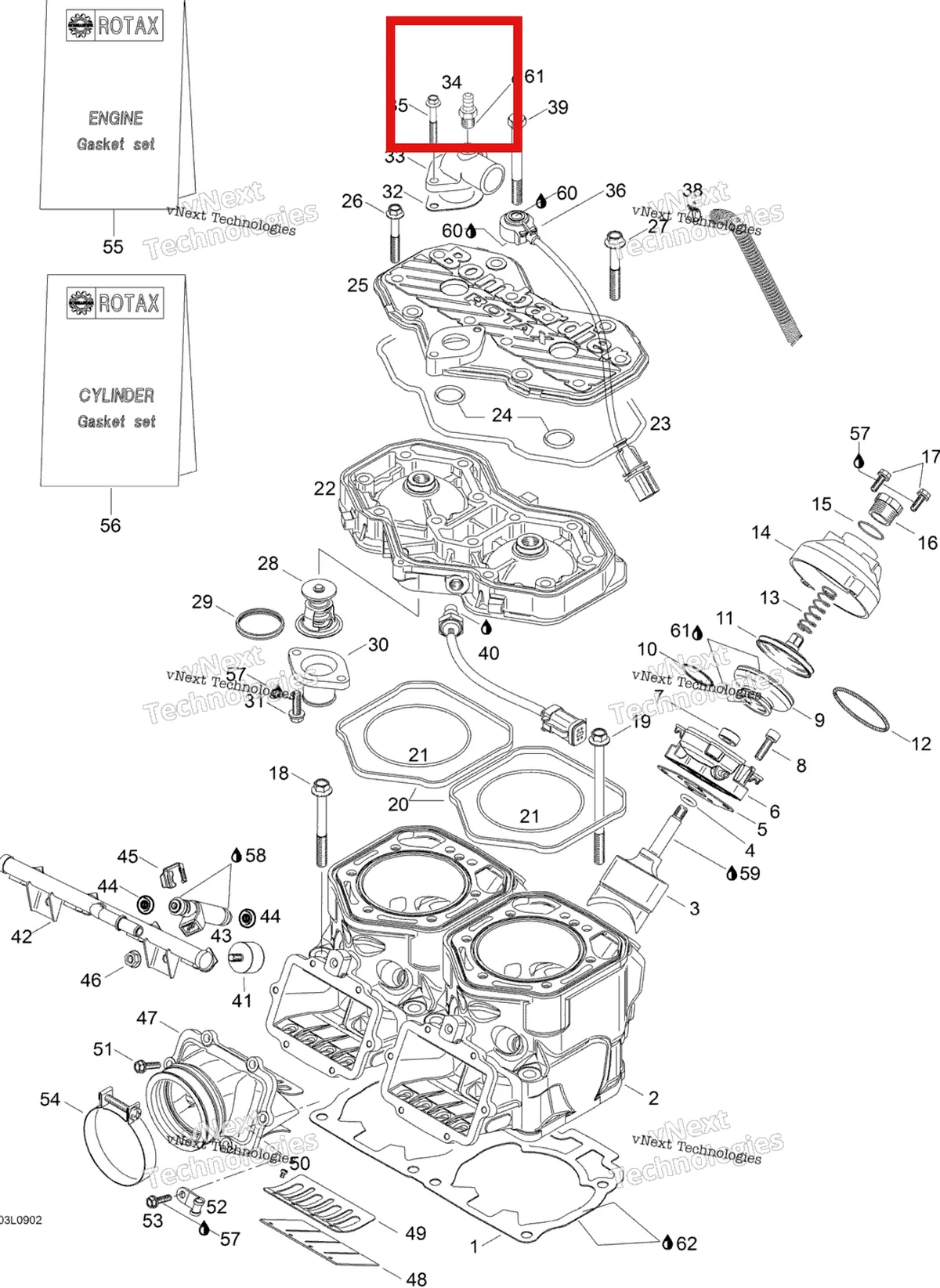 Деталь 420822340 (Ниппель Шланга) на схеме узла 2009 Ski-Doo Expedition TUV 600 H.O. SDI Cylinder And Cylinder Head