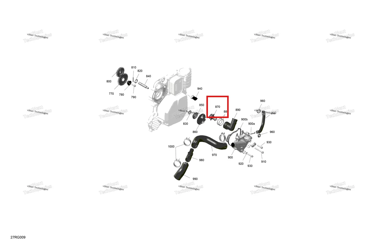 Деталь 420822657 на схеме узла 2027 Ski-Doo RENEGADE - X-RS - 900 ACE TURBO R - DAVM - Circuit Yellow - 15X137X1.25IR Track Rotax - Engine Cooling