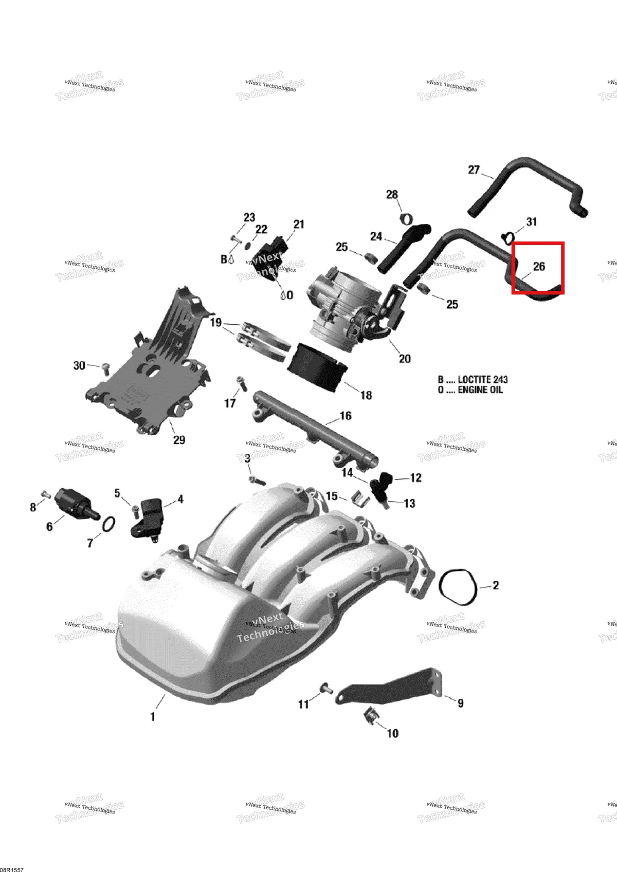 Деталь 420822662 (Шланг) на схеме узла 2015 Ski-Doo EXPEDITION LE 1200 4-TEC Engine Air Intake System
