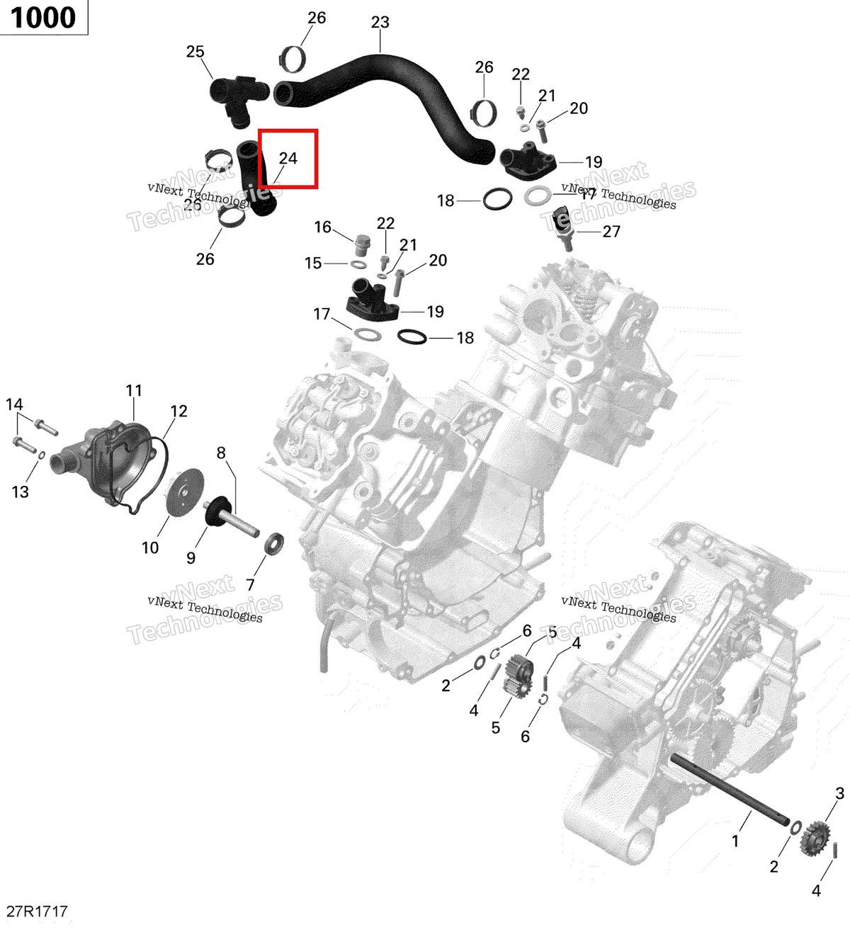 Деталь 420822695 на схеме узла 2017 Can-Am Commander - Commander Max Engine Cooling - 1000 Efi