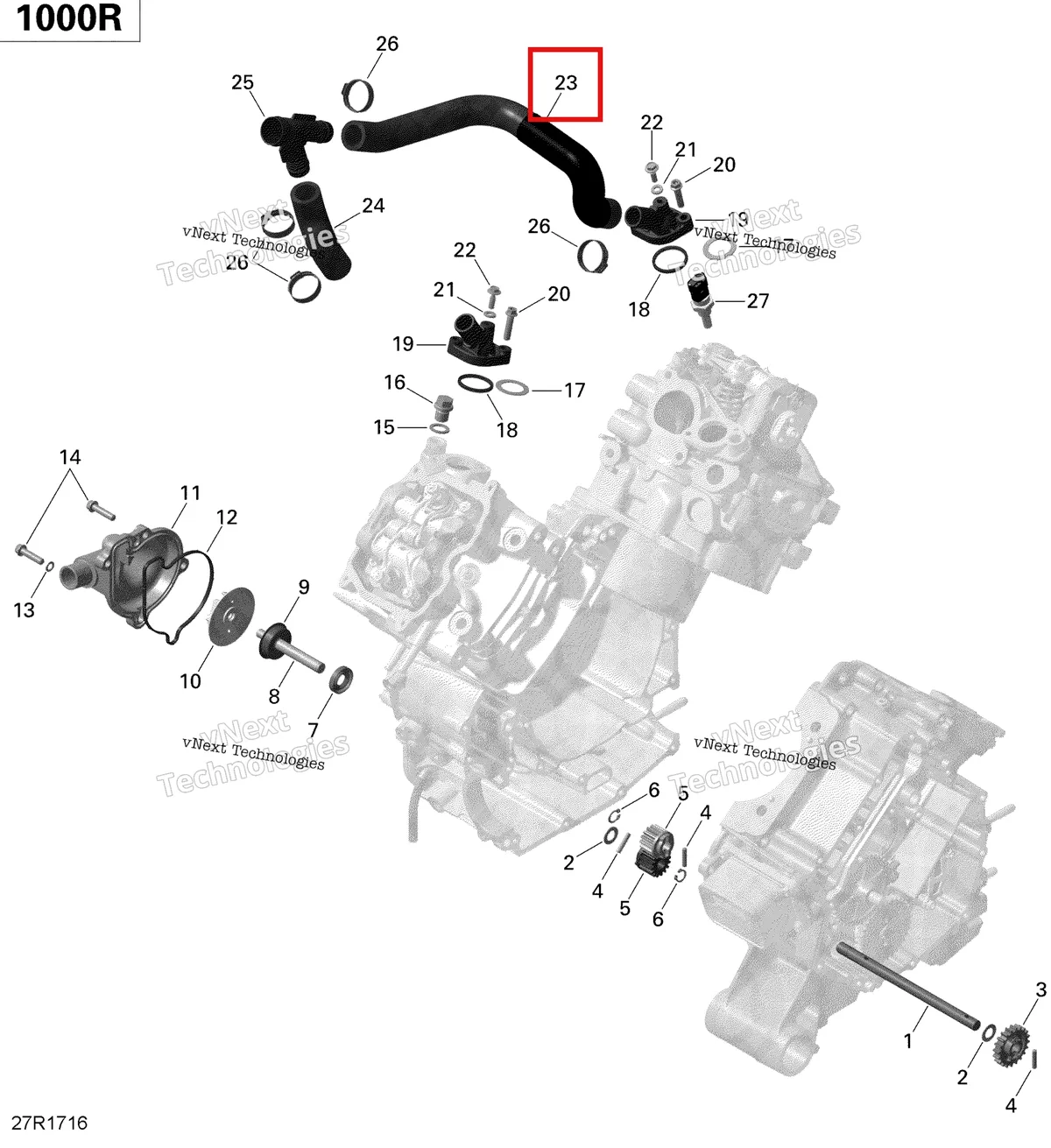 Деталь 420822700 на схеме узла 2020 Can-Am Commander 1000R EFI Engine Cooling - 1000R