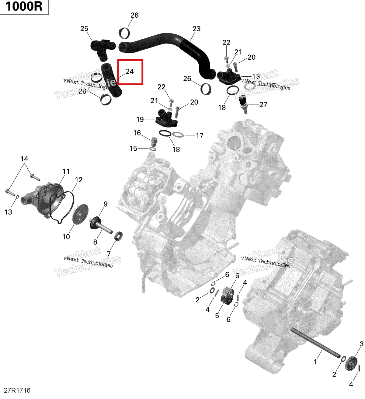 Деталь 420822705 на схеме узла 2020 Can-Am Commander 1000R EFI Engine Cooling - 1000R