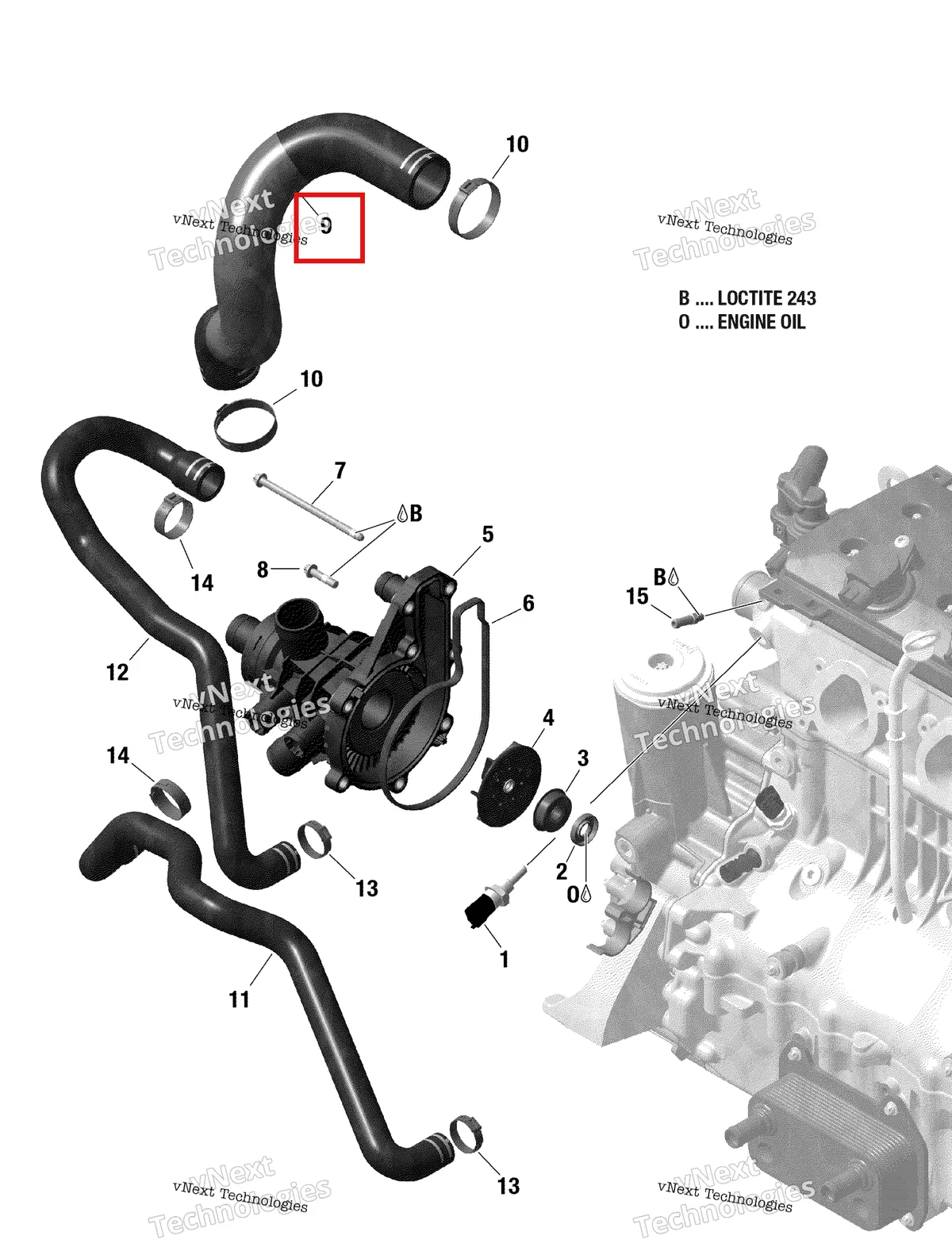 Деталь 420822791 (Formed шланг Sea-Doo RXP (2016) (420822791)) на схеме узла Engine Cooling
