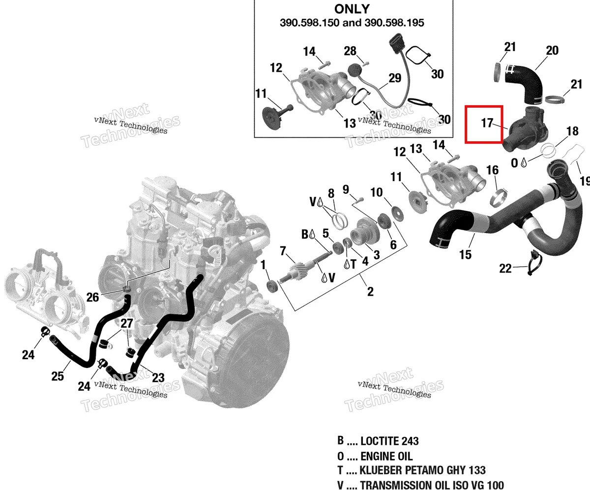 Деталь 420822835 на схеме узла 2019 Ski-Doo BACKCOUNTRY 600R E-TEC Engine Cooling