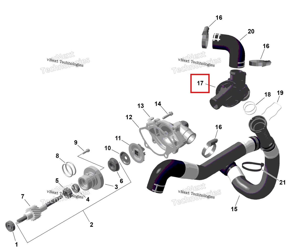 Деталь 420822837 на схеме узла 2026 Ski-Doo MXZ - RACING - 600 RS - BMTA - Neo Yellow - 15X137X1.75R Track Rotax - Engine Cooling