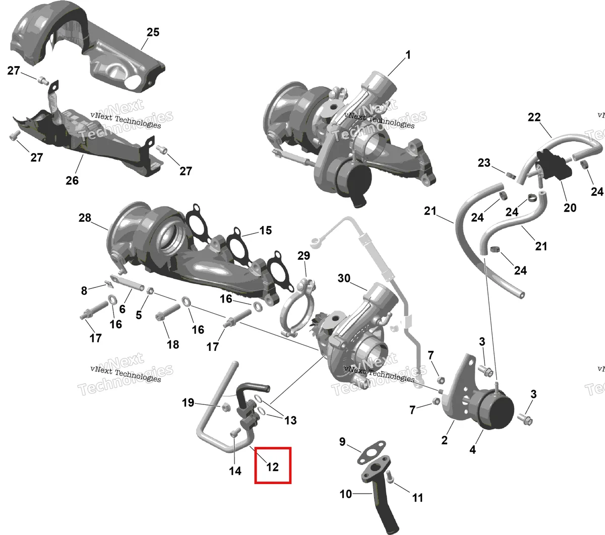 Деталь 420822842 (Водяной охлаждения трубка Can-Am Maverick Turbo RR XRS (2026) (420822842)) на схеме узла 2026 Can-Am Maverick Max - TURBO - DS - 7WTB - Dusty Navy Satin - 64