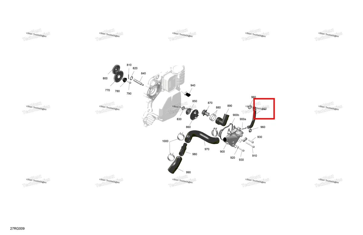 Деталь 420822895 на схеме узла 2027 Ski-Doo RENEGADE - X-RS - 900 ACE TURBO R - DAVM - Circuit Yellow - 15X137X1.25IR Track Rotax - Engine Cooling