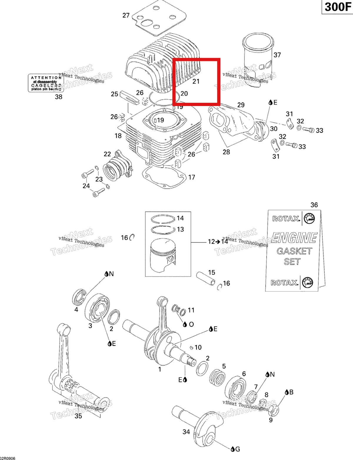Деталь 420823786 (Головка цилиндра) на схеме узла 2009 Ski-Doo Skandic Tundra Crankshaft, Piston And Cylinder
