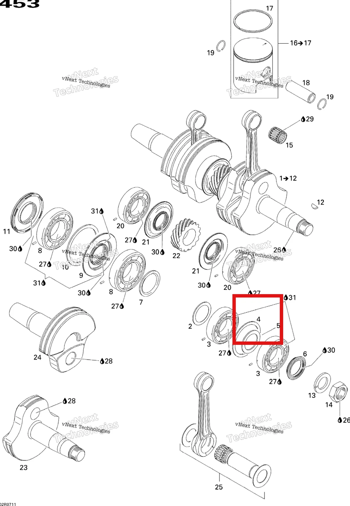 Деталь 420827050 (Стопорный Диск) на схеме узла 2007 Ski-Doo MX Z 440X Racing Crankshaft And Pistons
