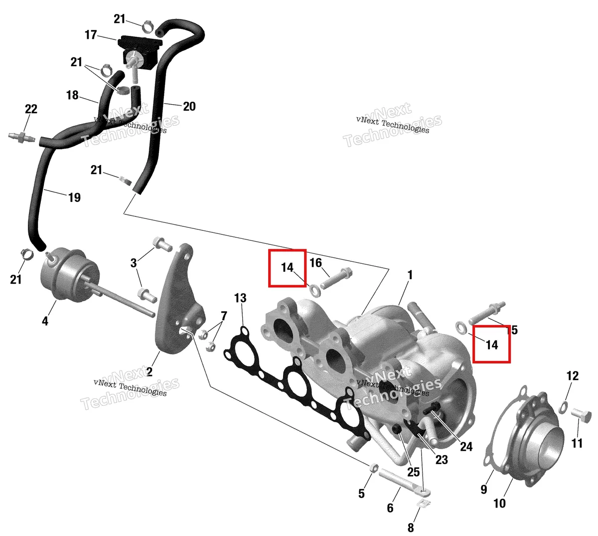 Деталь 420827520 на схеме узла 2019 Ski-Doo GRAND TOURING 900 ACE TURBO Turbocharger