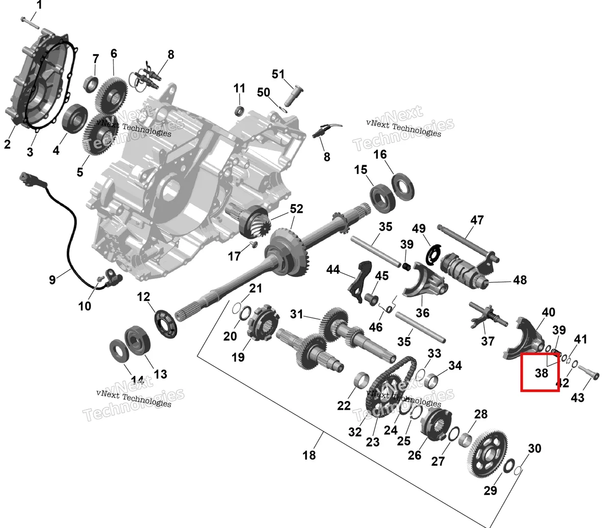 Деталь 420827590 (Шайба) на схеме узла 2026 Can-Am OUTLANDER - 2X4 - STD - 500 - 1KTB - Legion Red Rotax - Gearbox