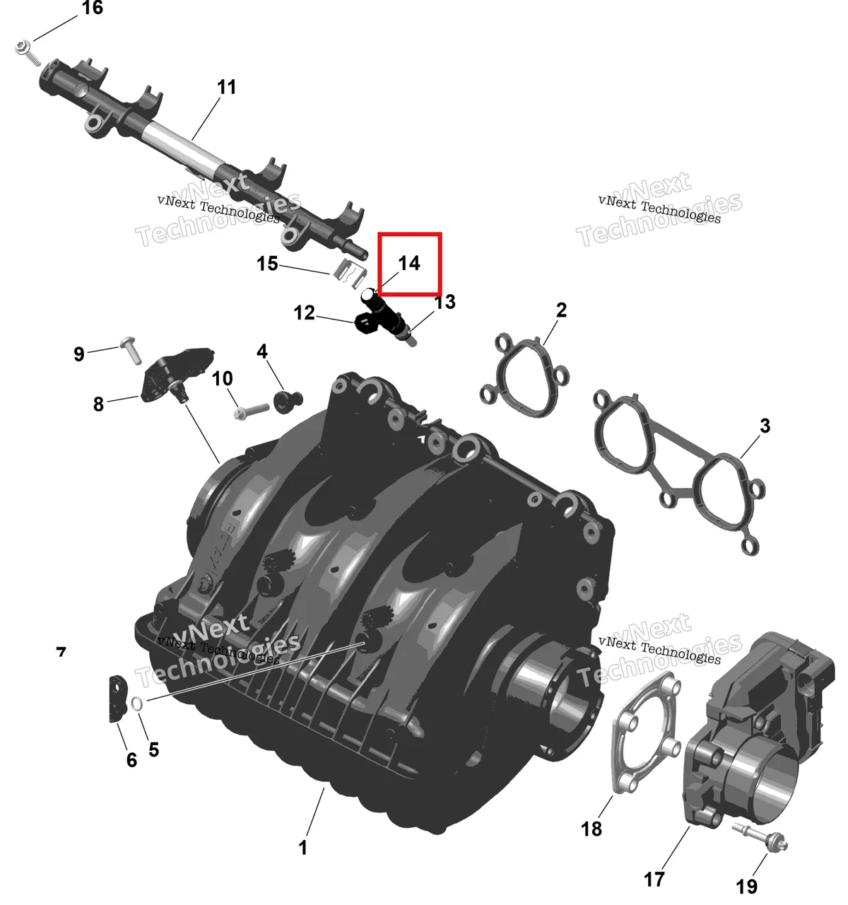Деталь 420831060 (Уплотнительное кольцо Sea-Doo RXP (2016) (420831060)) на схеме узла 2026 Sea-Doo GTI - 130 - STD - 38TB - Bright White Rotax - Air Intake Manifold And Throttle Body