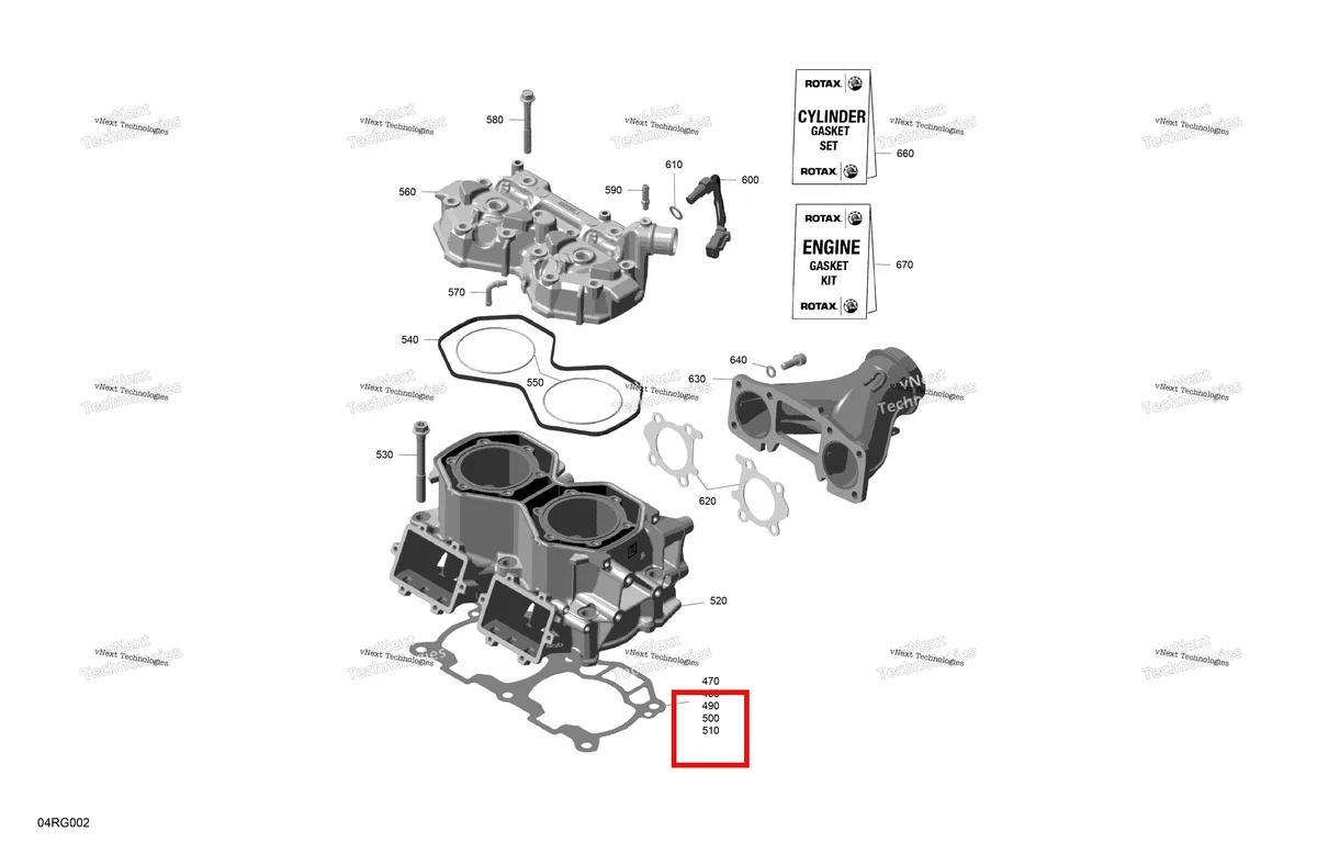 Деталь 420831070 на схеме узла 2027 Ski-Doo SUMMIT - NEO - 600 EFI - TWVA - Deep Black - 14X146X1.6CF Track Rotax - Cylinder